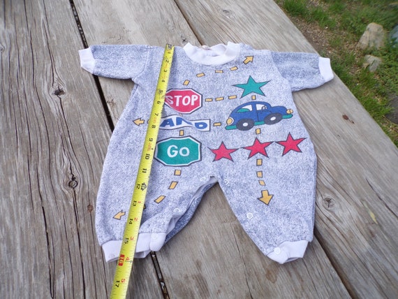 Baby Boy One piece Outfit, Snap Legs Car, Stop Si… - image 3