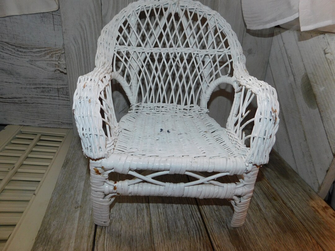Vintage White Wicker Doll Chair Vintage Wicker Doll Chair Etsy