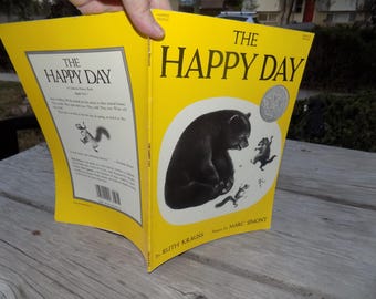 The Happy Day By Ruth Krauss, Paperback Book, Childrens Book, Memories, Gift, Prop, Daysgonebytreasures *y