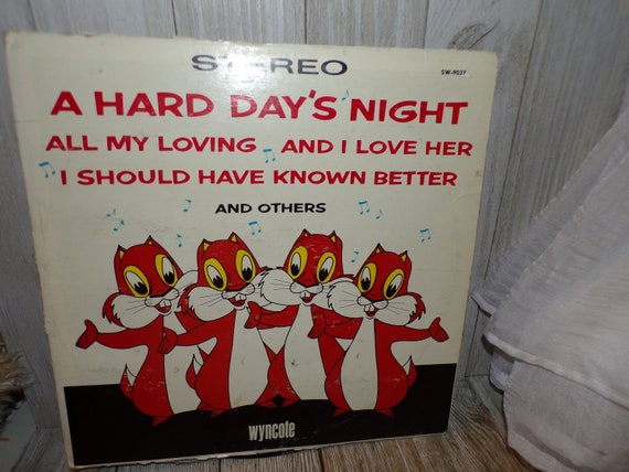 A Hard Days Night, Stereo, Wyncote Squirrels, 1964, Vintage Record, Memories, Gift, Prop, Daysgonebytreasures *y