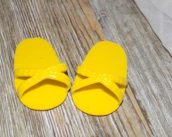 KTC YELLOW DOLL Sandals, 1982, Yellow Doll Shoes, Vintage Doll Clothes, Memories, Gift, Prop, Daysgonebytreasures *y