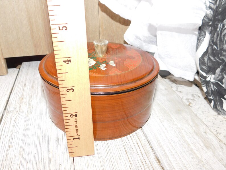 Vintage Powder Puff Box Small Round Flower Box Trinket Box Etsy