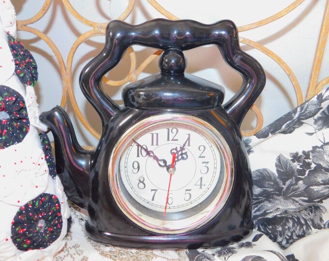 Teapot Clock Vintage, Vintage Teapot Clock, Teapot Clock, Vintage Clock