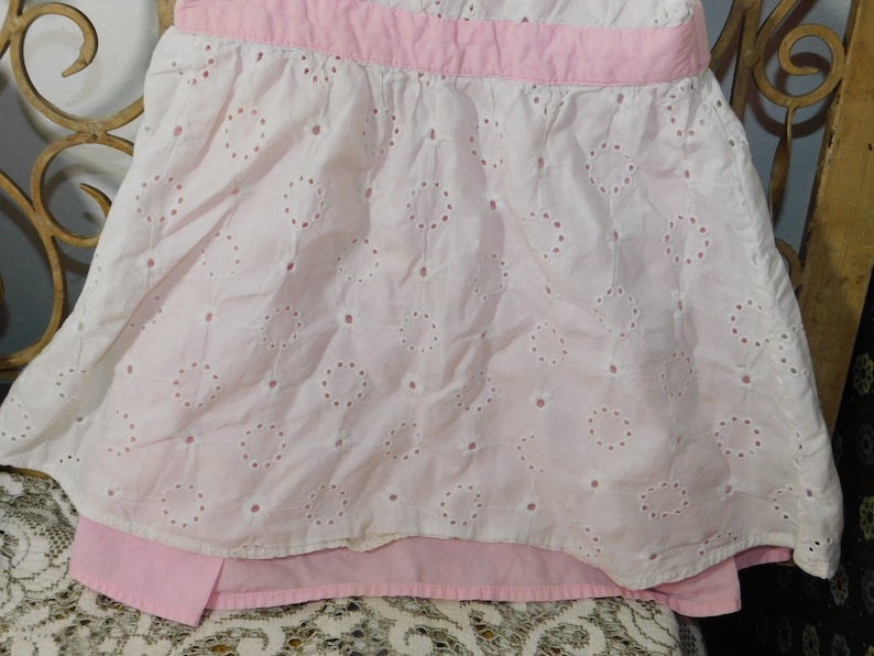 Cherokee 18 Mo Eyelet Embroderyed Pink and White Dress, Toddler Sun Dress, Vintage Little Girls Sun Dress : s*