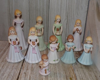 Enesco Growing Up Birthday Girl Figurine 1980s Girl 1, 5,6,8,9,11,13 Vintage  Figurine Birthday Gift Prop Memories, Daysgonebytreasures **y
