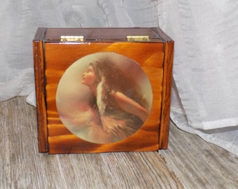 Indian Lady Wood Box, Small Jewelry Box, Trinket Box, Treasure Box, Gift Box, Memories, Gift, Prop, Daysgonebytreasures *y