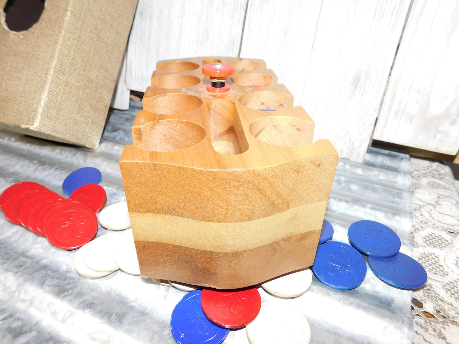 Wood Poker Chip Holder with Cardboard Box Cover Poker Chips Etsy