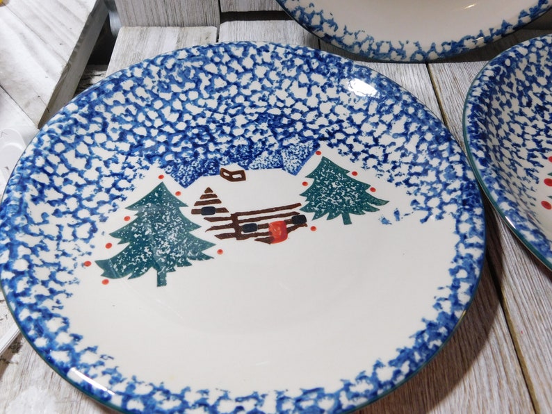 Folk Craft Cabin in the Snow Dinner Plates Sold Separately Etsy