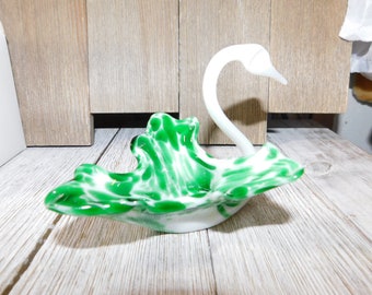 Glass Small Swan, Glass Art Swan Bowl, Vintage Swan Small Bowl, Ring Bowl, Vintage Home Decor, shc *y