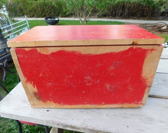 Vtg Bench Top Storage Box, Vtg Red Wood Box, Camping, Cabin, Office, Trailers, Truck, Shed Storage, Tool Box, Memories Daysgonebytreasures
