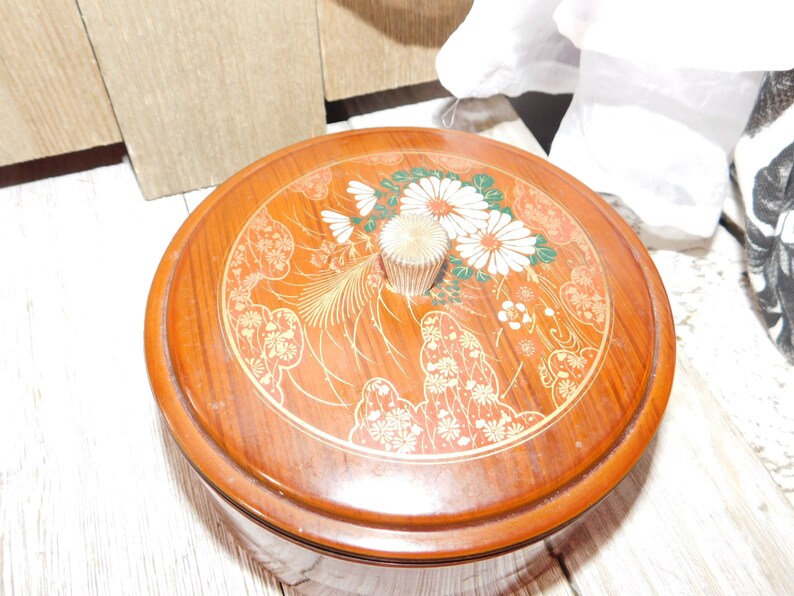 Vintage Powder Puff Box Small Round Flower Box Trinket Box Etsy