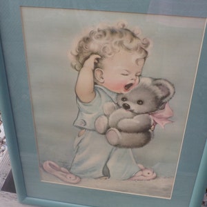 Baby Print Yawning Little Boy, Baby Nursery Decor, Vintage New Baby Gift, Child Print, Childhood Memories, Gift, Prop, Daysgonebytreasures