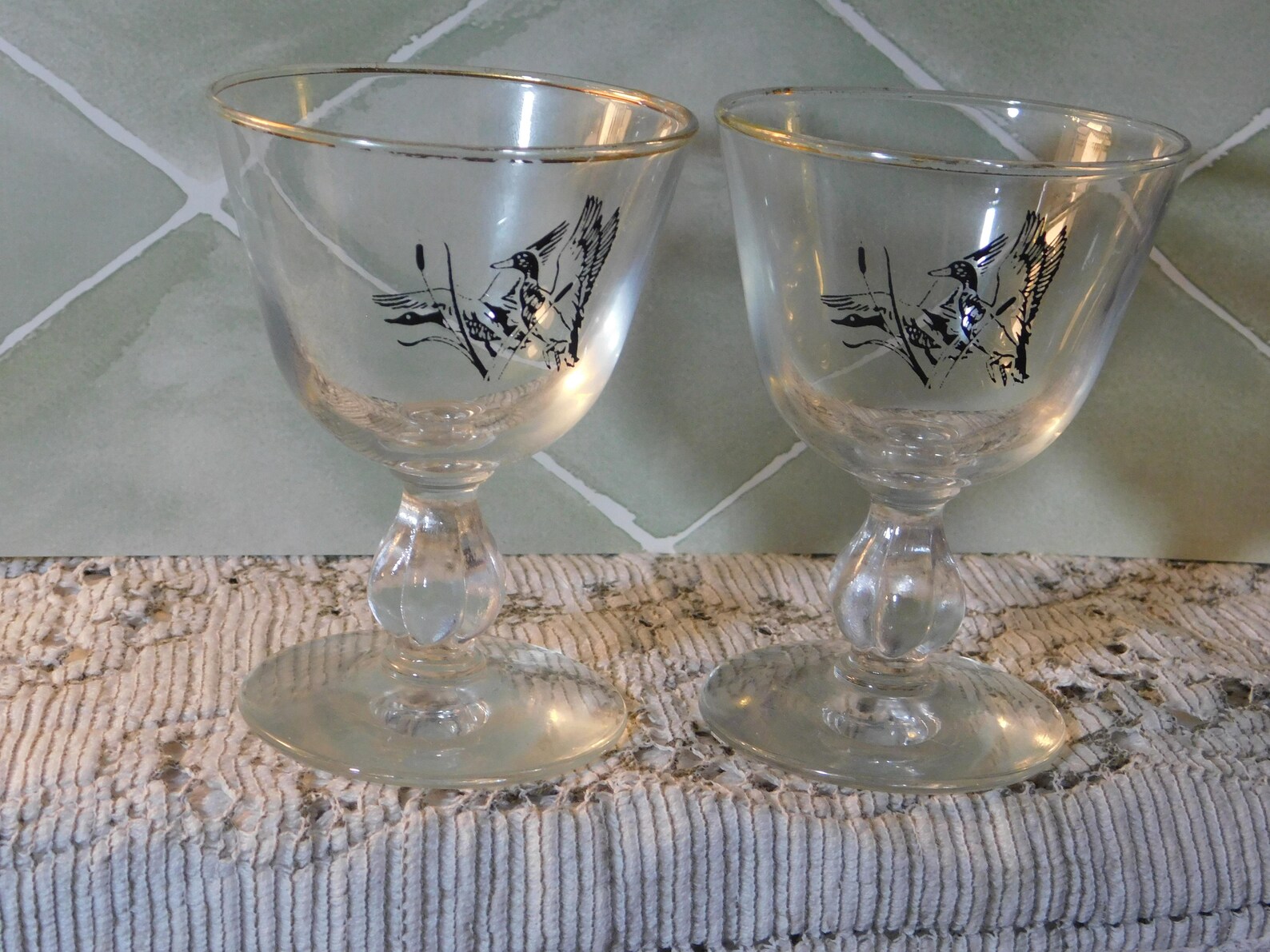 Vintage Brandy Glass Wine Glasses Bar ware Pheasants Etsy