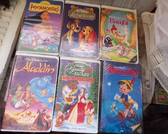 Disney VHS Videos YOU PICK Pocahontas, Lady Tramp, Bambi, Beauty Beast, Aladdin, Pinocchio, Memories, Gift, Daysgonebytreasures *y