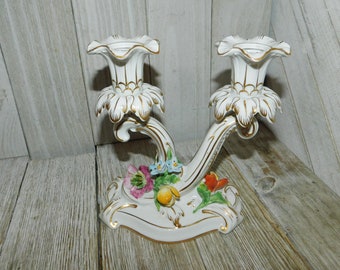 Dresden Floral 2 Light Candle Holder, Vintage Flower Candle Holder, Vintage Home Decor, Memories, Gift, Daysgonebytreasures,