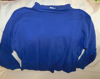 Vtg Blue Turtle Neck Top Med Size Dark Blue Shirt Long Sleeved Top Vintage Clothing,