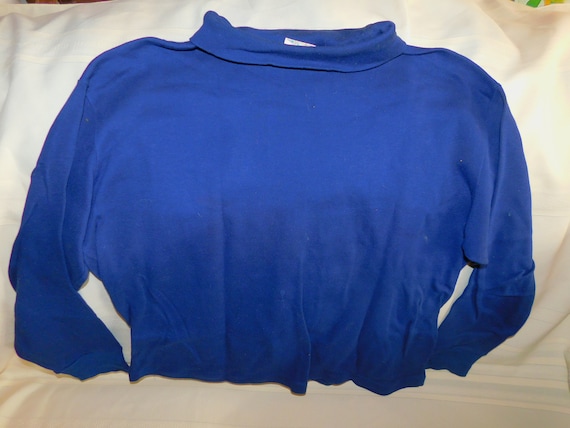 Turtle Neck Blue Top Med Size Dark Blue Shirt Long Sleeved Top Vintage Clothing, Daysgonebytreasures *