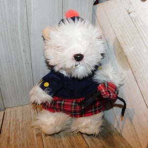 Scottish Stuffed Dog, White Dog Vintage Stuffed Animals, Vintage Stuffed Toys, Gift, Vintage Toys, Prop, Daysgoenbytreasures **