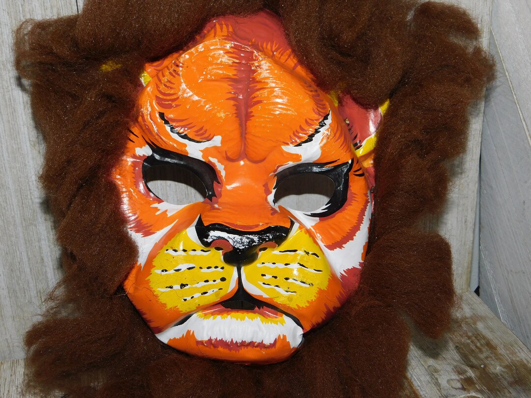 Mask Lion Mask With Mane Vintage Childs Lion Mask, Childs Dress up Mask