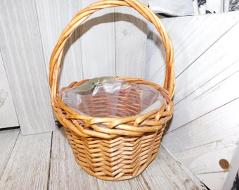 Wicker Basket Planter, Lined Basket, Small Vintage Wicker Basket, Basket, Storage, Vintage Home Decor, Memories, Daysgonebytreasures