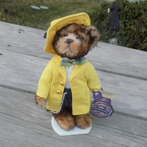 Brass Button Bear, Pickford Mookie, 20th Century Collectibles, Bear in Rain Coat, Plush Bear, Memories, Gift, Prop, Daysgonebytreaures *y