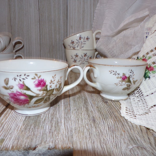 Vtg Group Teacups, Mix Match Teacups, display, Collection, Rose Teacups, Crafts, Decorations, Memories, Gift, Daysgonebytreasures