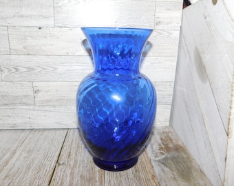 Vtg Blue Swirl Pattern Vase 9in Blue Vase, Vint Home Decor, Country Home Decor, Farmhouse Decor, Prop, Memories, Gift, Daysgonebytreasures*