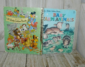 Baby Farm Animals, Golden Book, Hardcover Book, Vintage Children's Book, Childhood Memories, Daysgonebytreasures *