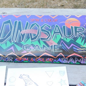 Vintage Dinosaur Game Spin and Color, Vintage Coloring Game, Dinosaur, Vintage preschooler Board Game, Learning Game, Daysgonebytreasures *