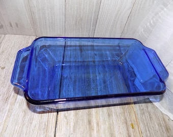 Bread Pan, Blue Bread Pan, Loaf Pan, Glass Bread Pan, Baking Dishes, Vtg Kitchen, Memories, Gift, Prop, Daysgonebytreasures  *y