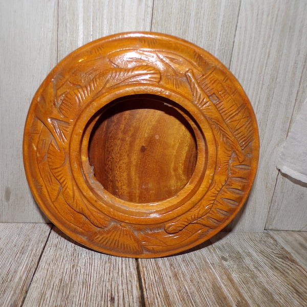 Vintage Tray Leilani Monkey Pod Lazy Susan Replacement Tray, Serving Tray, Wood Tray, Carved Wood Tray, Memories Daysgonebytreasures *