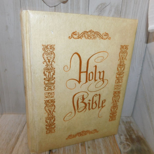 Vintage Giant Holy Bible, Religious Book, Large Bible, White Bible, Wedding Gift, Gift, Prop, Daysgonebytreasures **