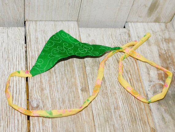 Fashion Doll Green Yellow Scarf, Doll Scarf, Small Doll Scarf, Doll Hat, Gift, Childhood Memories, Doll Clothing, Prop, Daysgonebytreasures*