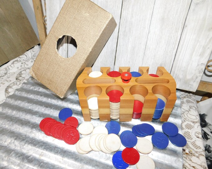 Wood Poker Chip Holder With Cardboard Box Cover Poker Chips Etsy