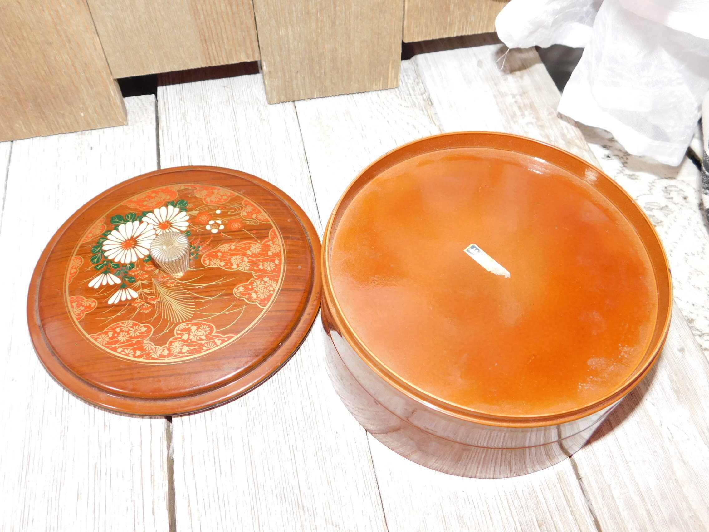 Vintage Powder Puff Box Small Round Flower Box Trinket Box Etsy