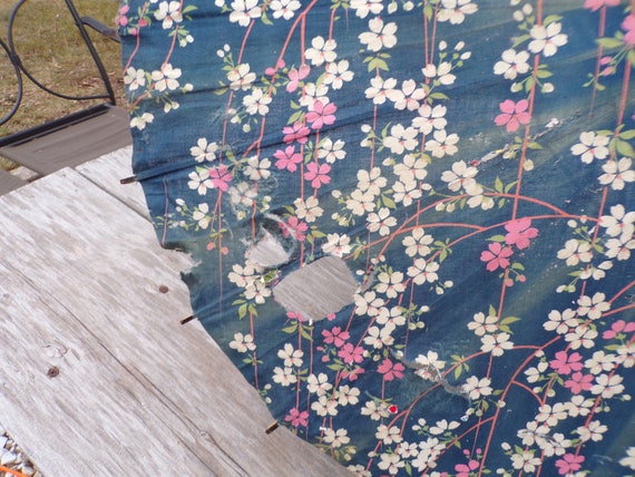 Vtg Floral Parasol Dark Color w Pink Flowers Vtg … - image 4