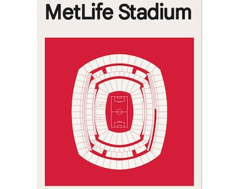 MetLife Stadium Print | Blauwdruk NFL Voetbal Muurdecoratie | Giants Jets Wereldcup Finale
