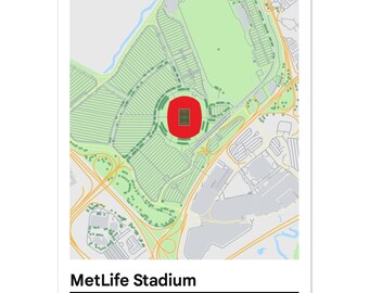 Plattegrond van MetLife Stadium | WK-finale 2026 | Muurdecoratie met NY Giants en Jets | NFL- en voetbalposter | Minimalistische sportdecoratie