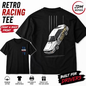 JDM Car Graphic T-Shirt, AE86 Drift Tee, Japanese Sports Car Shirt, Retro Racing Streetwear, Car Enthusiast Gift, Back Print Tee