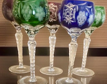 Vintage Nachtmann Traube Crystal Wine Glasses - Set of 4 Pristine + 1 Bonus"