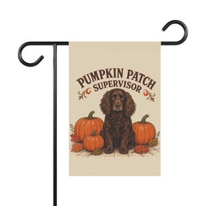Boykin Spaniel Fall Garden Flag, Pumpkin Patch Supervisor Yard Flag, Southern Dog Porch Decor