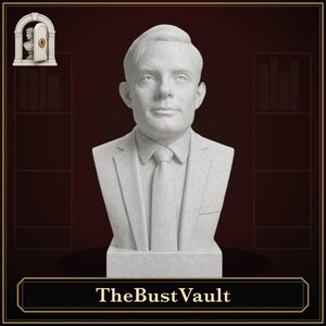 Statua di Alan Turing per biblioteca o studio, scultura di uno scienziato, decorazione per ufficio accademico e aula, realizzata da TheBustVault.