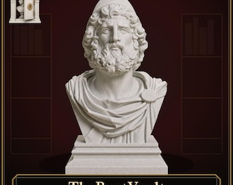 Buste van Odysseus voor een herenbibliotheek, klassieke Griekse en Romeinse beeldhouwkunst, studeerkamer- en kantoordecoratie van TheBustVault