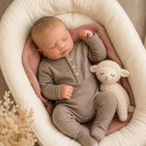 Reborn Baby Dock i vinyl, sovande nyfödd, realistisk, fullt ledad