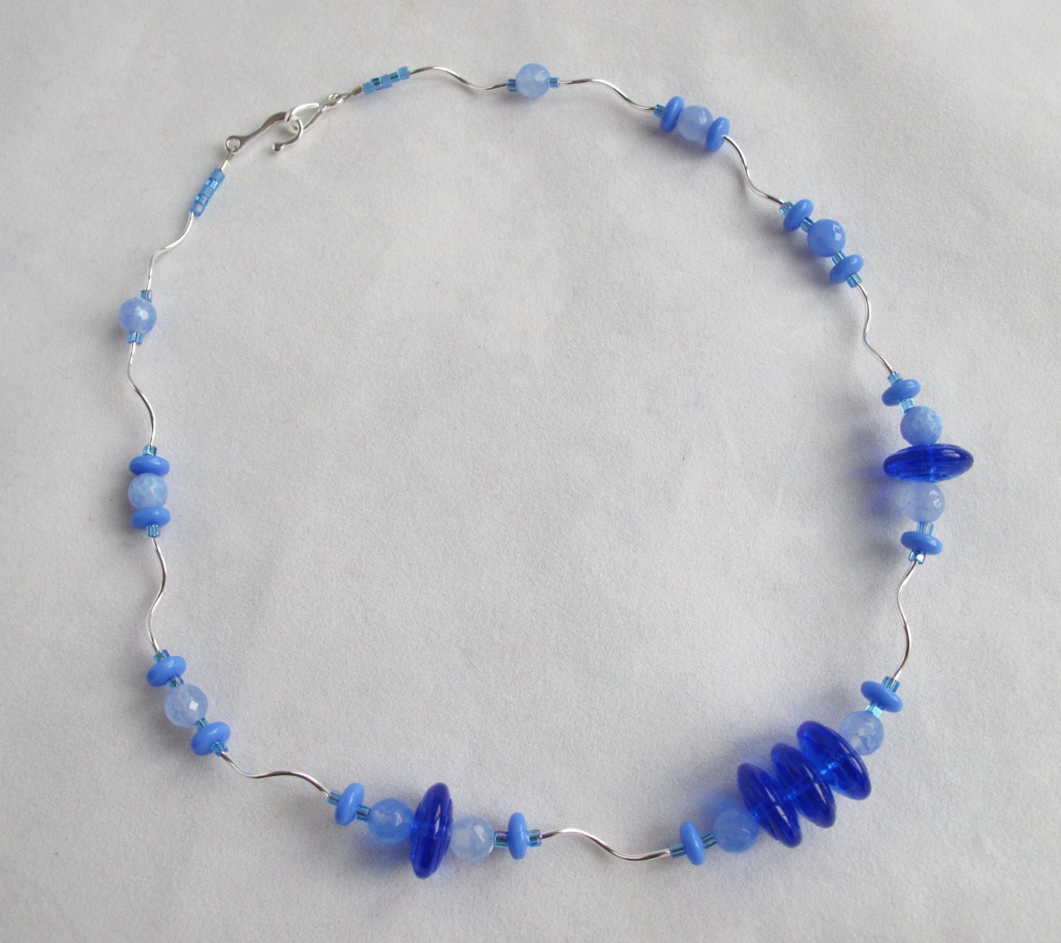 Cobalt and Light Blue Choker With Faceted Chalcedony Blue - Etsy