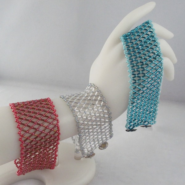 Netted Cuff Bracelet with Double Button Clasp