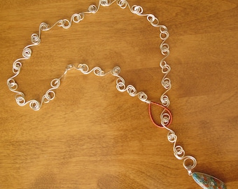 DESPACHO - cadena caracol de plata hechos a mano con gota de resina flores