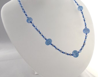 Blue Fleck Lampwork Glass Necklace