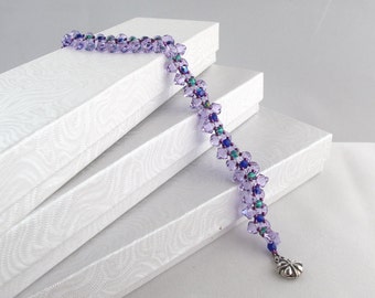 LIBRE - violeta con bordes de caída de la pulseras de cristal cobalto y Esmeralda fuego pulido granos