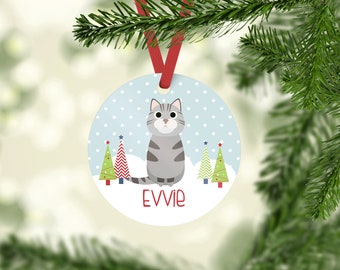Christmas Gift Black and White short hair Cat Christmas Ornament Personalized Cat Ornament American short hair for Cat Lover